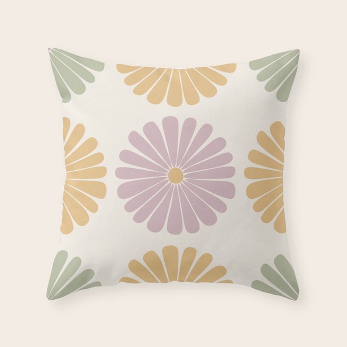 Retro Summer Daisies III Throw Pillow Gallery Image 6