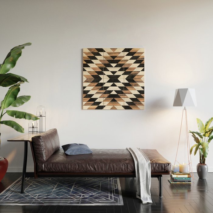 Urban Tribal Pattern No.13 - Aztec - Concrete and Wood Wood Wall Art Gallery Image 2