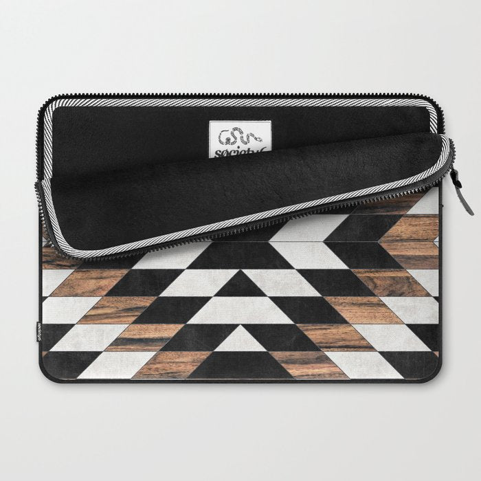 Urban Tribal Pattern No.13 - Aztec - Concrete and Wood Laptop Sleeve Gallery Image 2