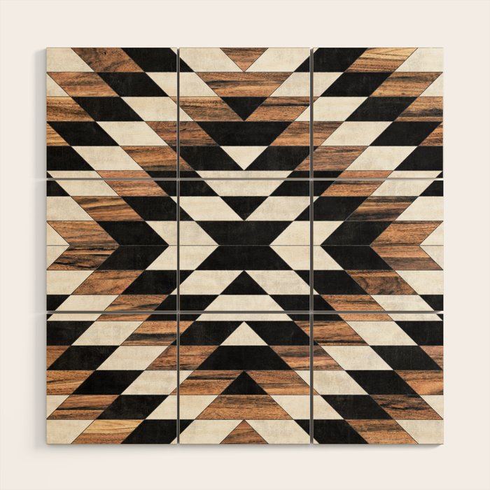 Urban Tribal Pattern No.13 - Aztec - Concrete and Wood Wood Wall Art Gallery Image 1