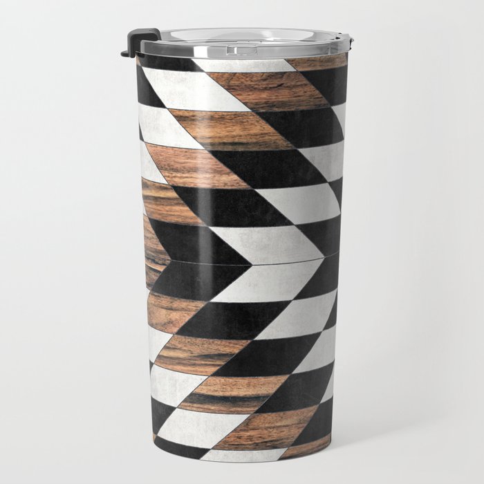 Urban Tribal Pattern No.13 - Aztec - Concrete and Wood Travel Mug Gallery Image 3