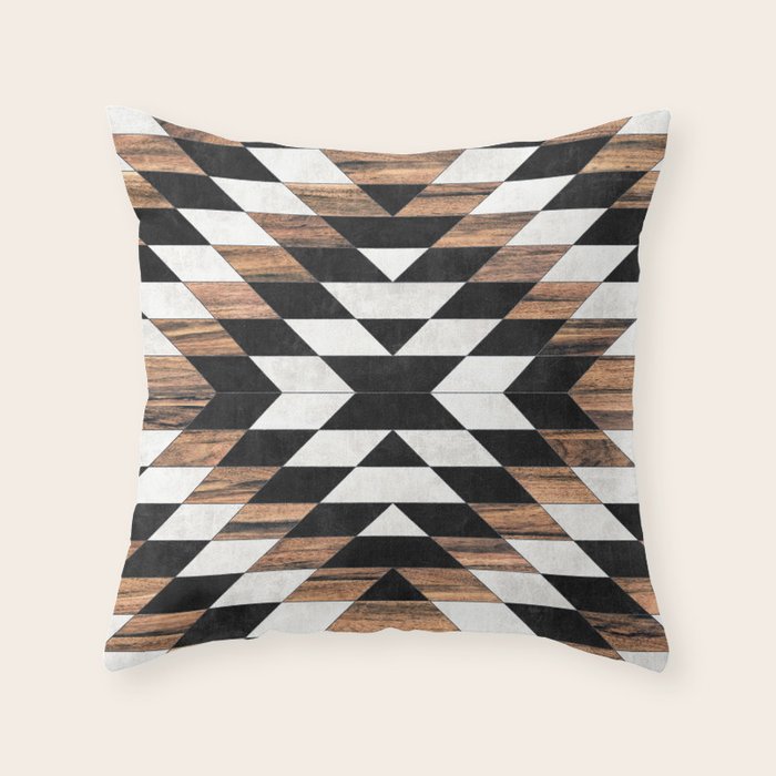 Urban Tribal Pattern No.13 - Aztec - Concrete and Wood Throw Pillow Gallery Image 6