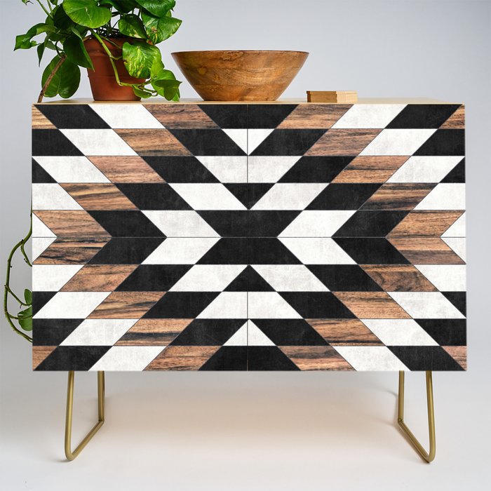 Urban Tribal Pattern No.13 - Aztec - Concrete and Wood Credenza Gallery Image 1