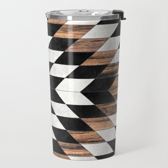 Urban Tribal Pattern No.13 - Aztec - Concrete and Wood Travel Mug Gallery Image 2