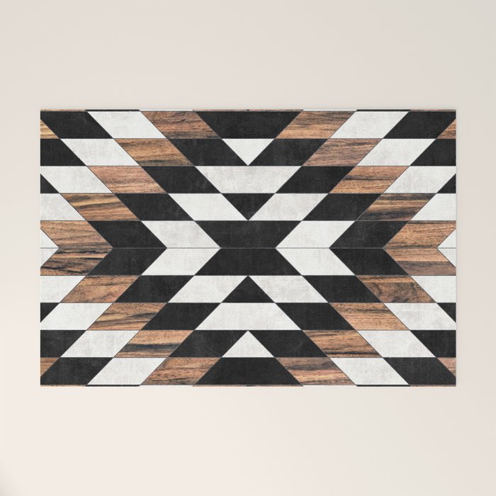 Urban Tribal Pattern No.13 - Aztec - Concrete and Wood Welcome Mat Gallery Image 1
