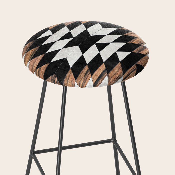 Urban Tribal Pattern No.13 - Aztec - Concrete and Wood Stool Gallery Image 2