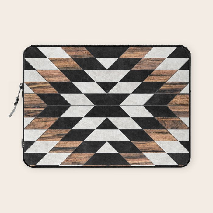 Urban Tribal Pattern No.13 - Aztec - Concrete and Wood Laptop Sleeve Gallery Image 1