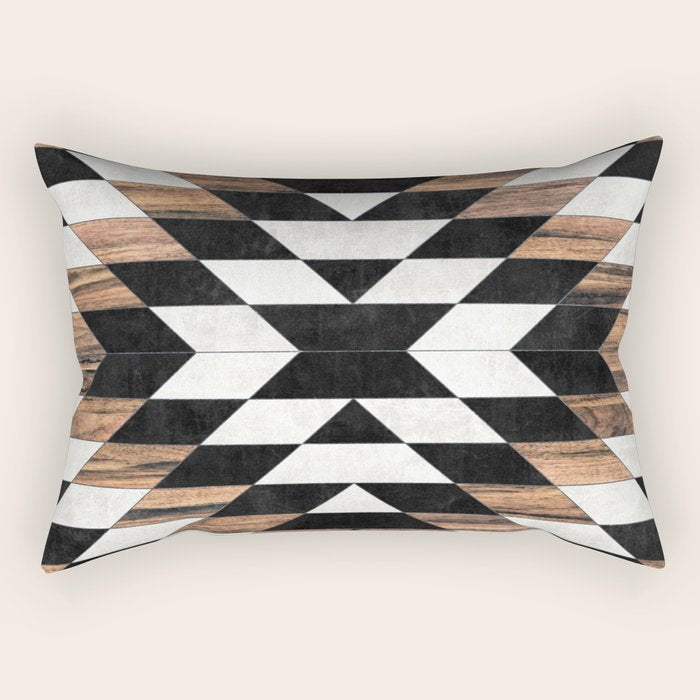 Urban Tribal Pattern No.13 - Aztec - Concrete and Wood Rectangular Pillow Gallery Image 1
