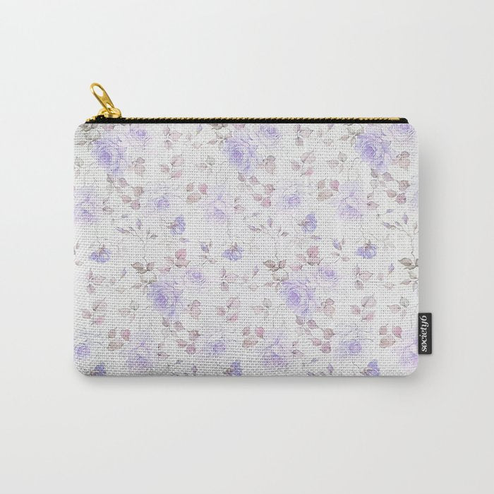 Lavender gray elegant vintage roses floral Carry All Pouch Gallery Image 1