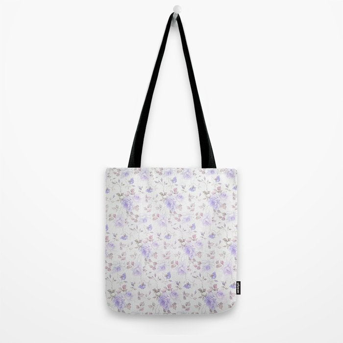 Lavender gray elegant vintage roses floral Tote Bag Gallery Image 2