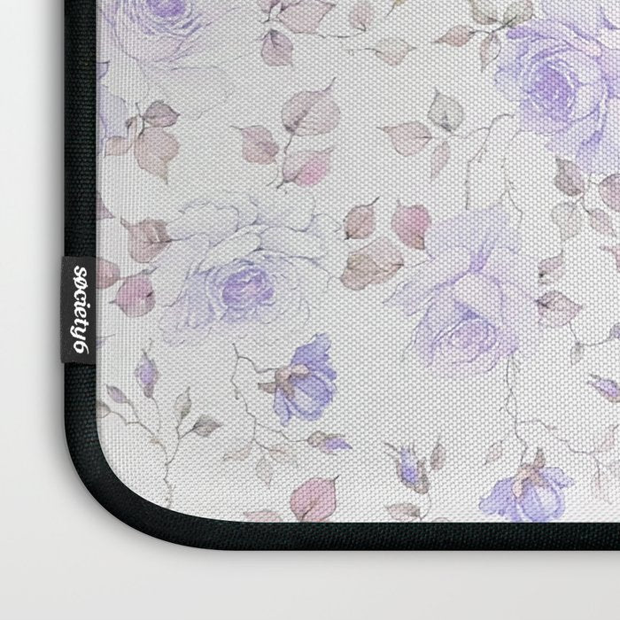 Lavender gray elegant vintage roses floral Laptop Sleeve Gallery Image 3