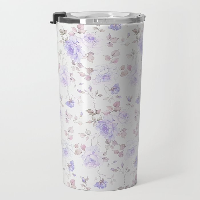 Lavender gray elegant vintage roses floral Travel Mug Gallery Image 3