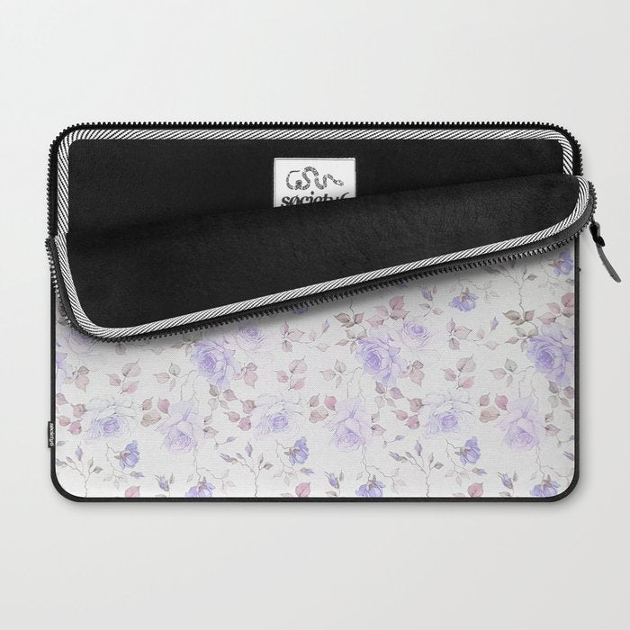 Lavender gray elegant vintage roses floral Laptop Sleeve Gallery Image 2