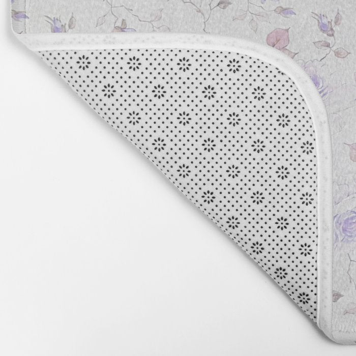Lavender gray elegant vintage roses floral Bath Mat Gallery Image 2