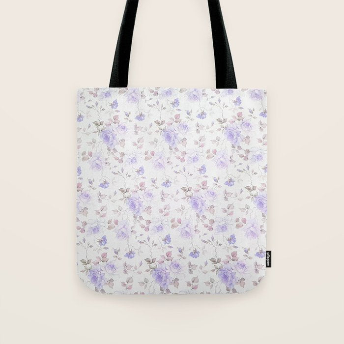 Lavender gray elegant vintage roses floral Tote Bag Gallery Image 1