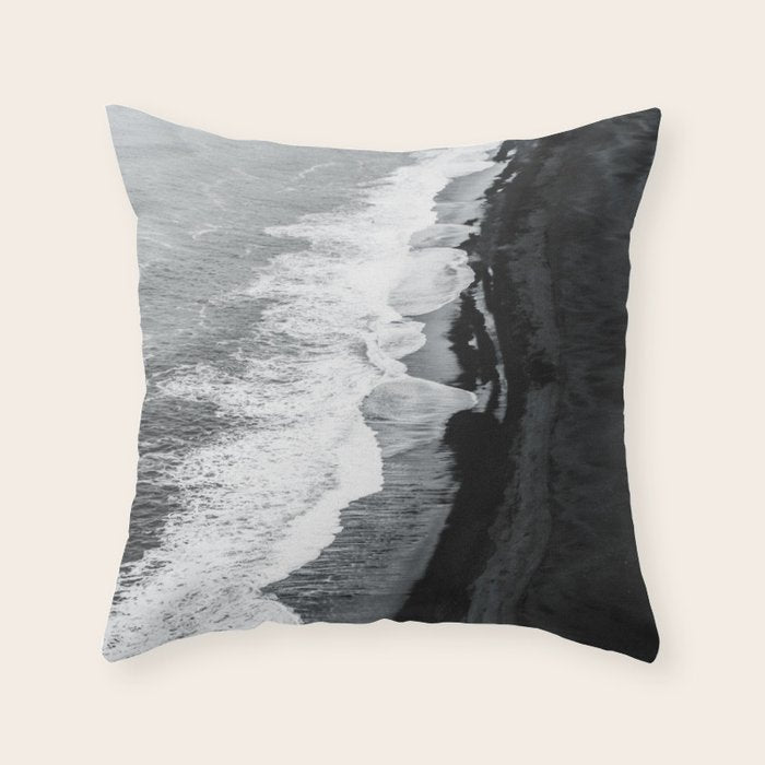 Beach Black And White Throw Pillow Gallery Image 1