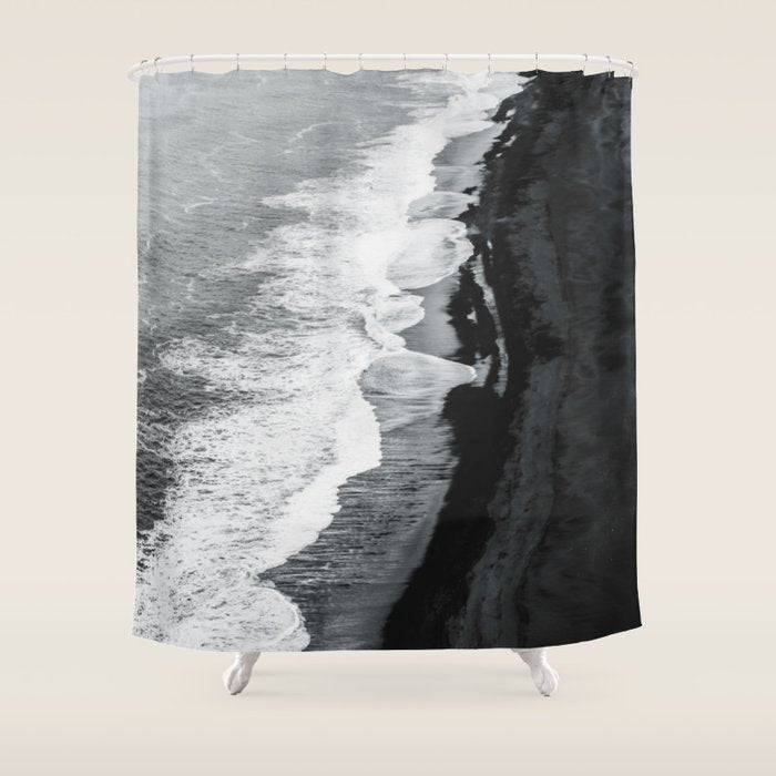 Beach Black And White Shower Curtain Gallery Image 1