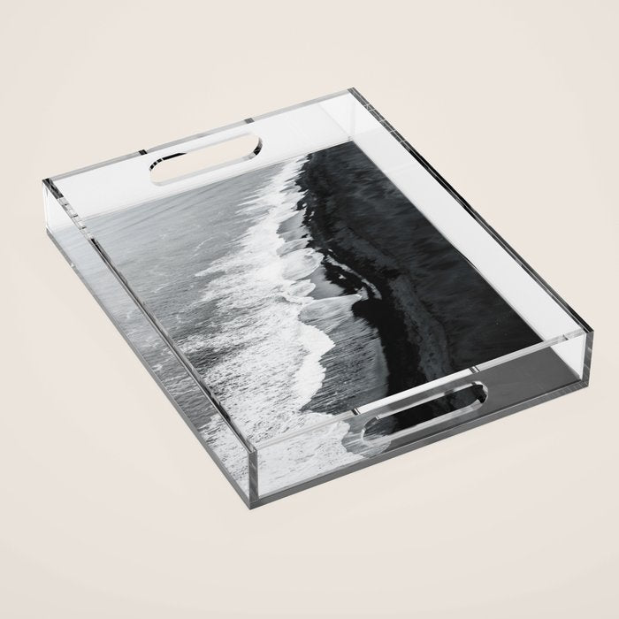Beach Black And White Acrylic Tray Gallery Image 1
