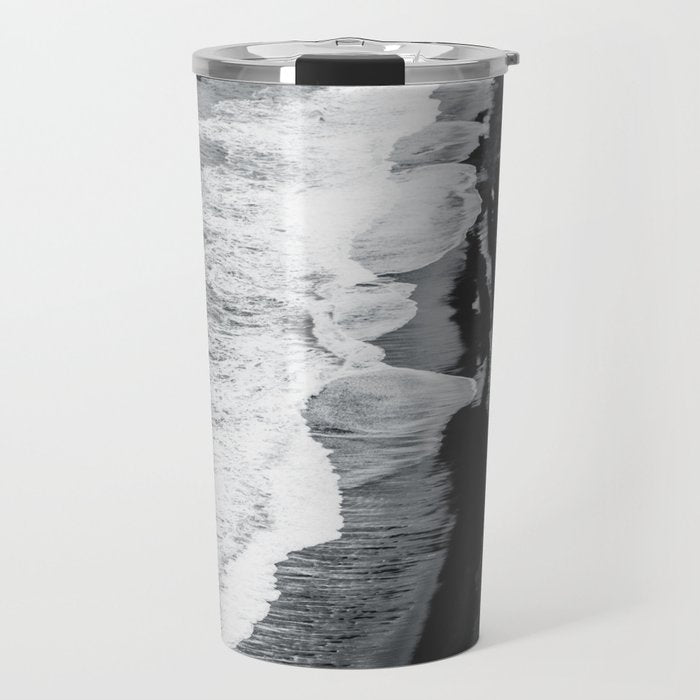Beach Black And White Travel Mug Gallery Image 1