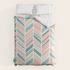 Herringbone Pattern - Cream Coral and Teal Comforter Gallery Image 6