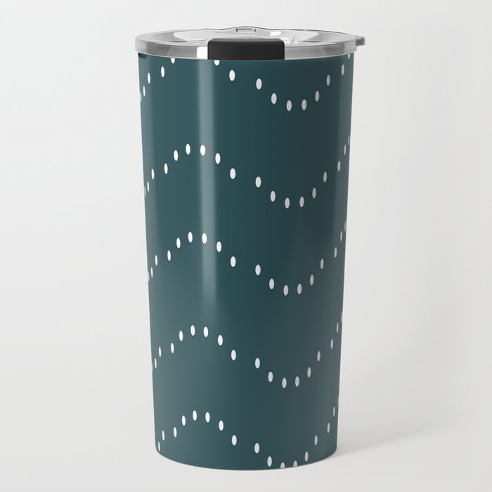 Minimal Boho Striped Teal Travel Mug Gallery Image 1