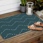 Minimal Boho Striped Teal Outdoor Rug Gallery Image 2