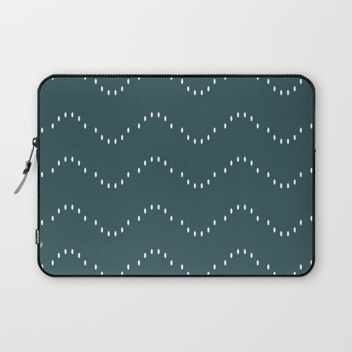 Minimal Boho Striped Teal Laptop Sleeve Gallery Image 1