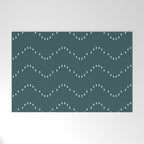 Minimal Boho Striped Teal Welcome Mat Gallery Image 1