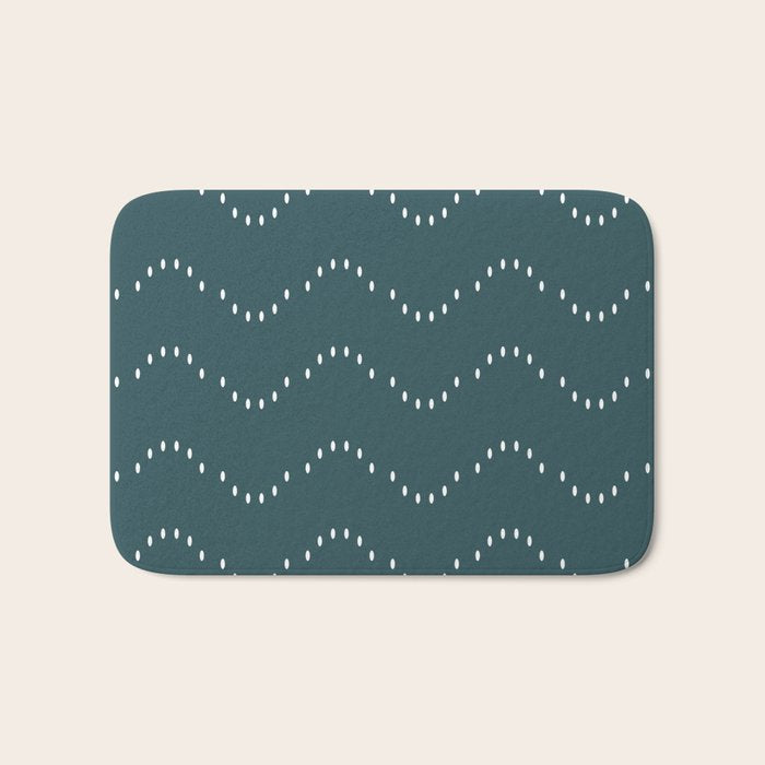 Minimal Boho Striped Teal Bath Mat Gallery Image 1