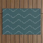 Minimal Boho Striped Teal Outdoor Rug Gallery Image 1