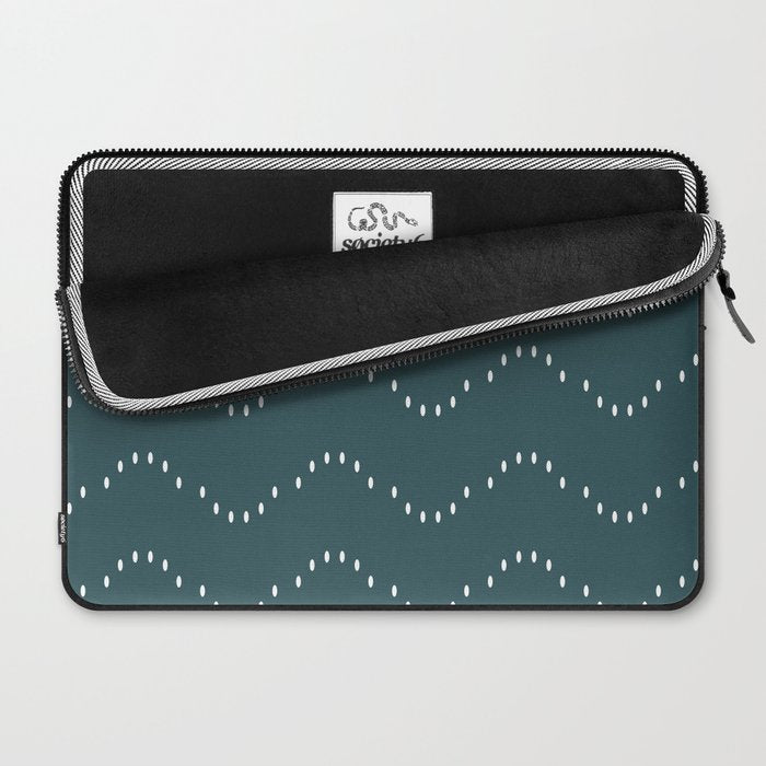 Minimal Boho Striped Teal Laptop Sleeve Gallery Image 2