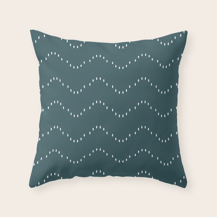 Minimal Boho Striped Teal Throw Pillow Gallery Image 1