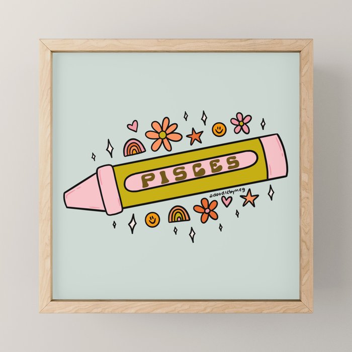Pisces Crayon Mini Art Print Gallery Image 1