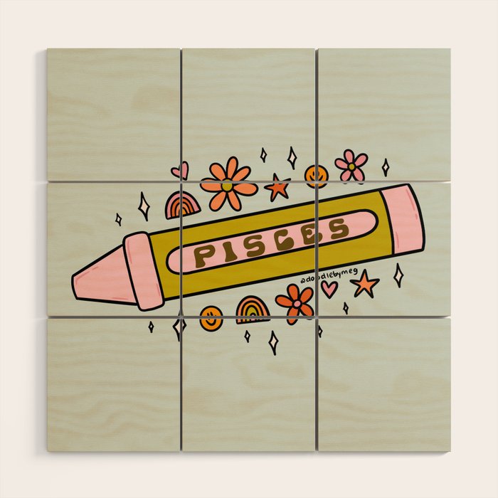 Pisces Crayon Wood Wall Art Gallery Image 1