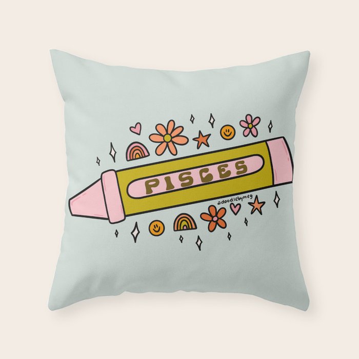 Pisces Crayon Throw Pillow Gallery Image 6