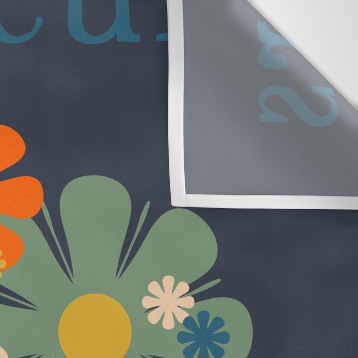 Les Fleurs Cheerful Retro Flowers in Vase Blue Wall Tapestry Gallery Image 3