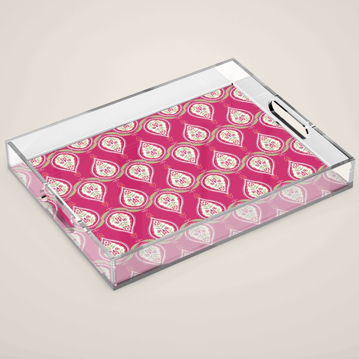 Block Print Blooms Acrylic Tray Gallery Image 1