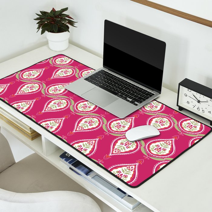 Block Print Blooms Desk Mat Gallery Image 2