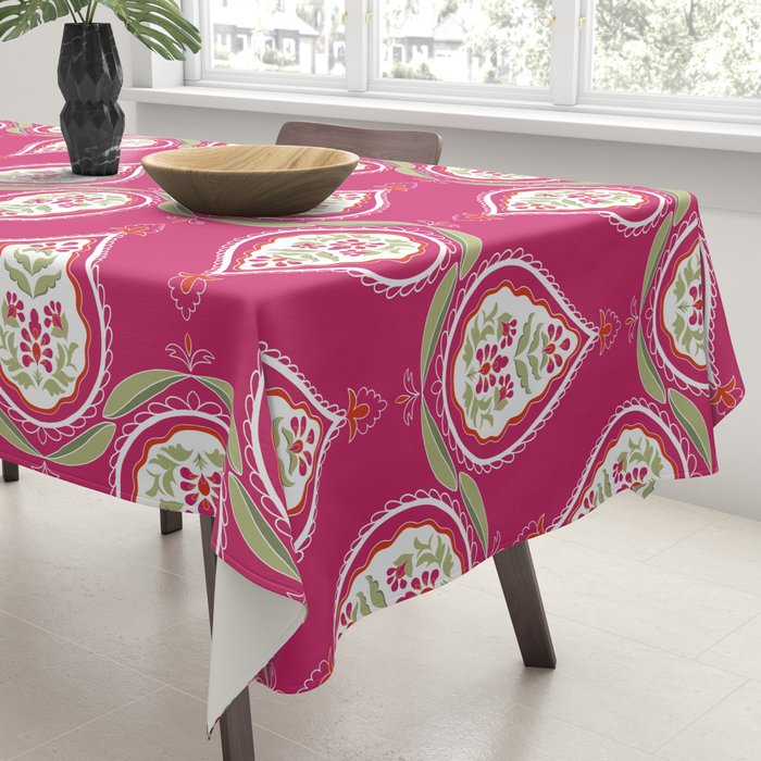Block Print Blooms Tablecloth Gallery Image 3