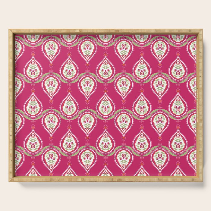Block Print Blooms Serving Tray Gallery Image 1
