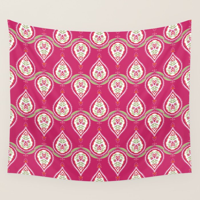 Block Print Blooms Wall Tapestry Gallery Image 4