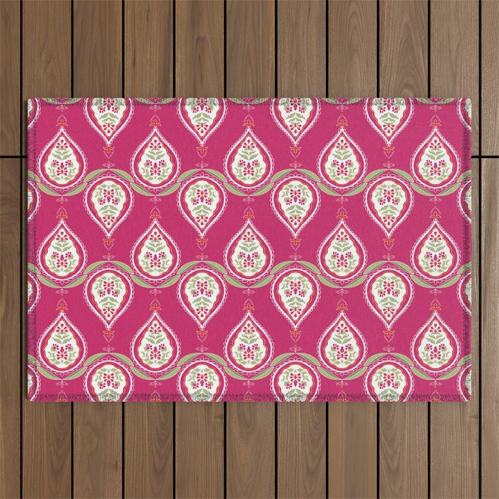 Block Print Blooms Outdoor Rug Gallery Image 1