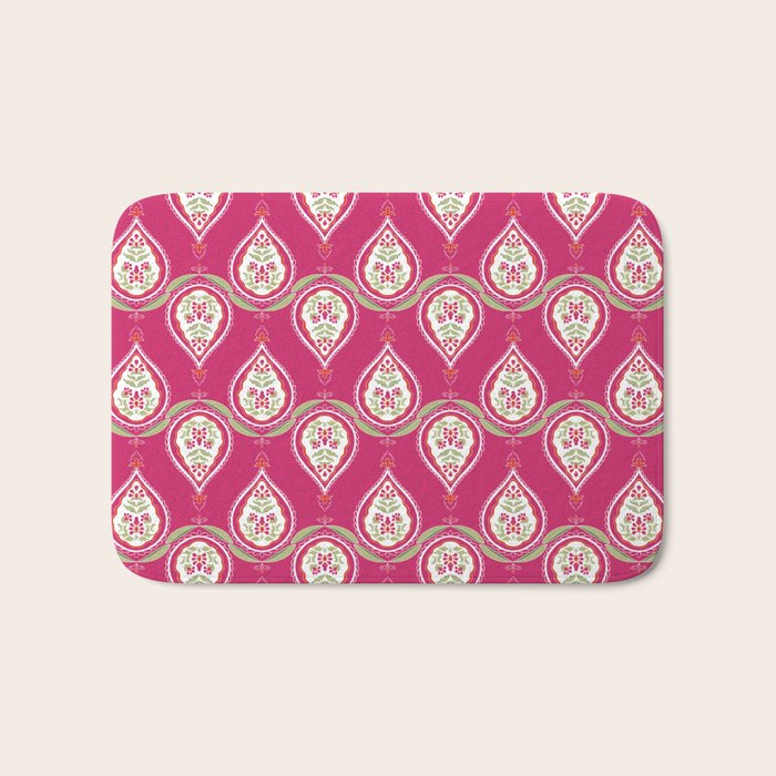 Block Print Blooms Bath Mat Gallery Image 1