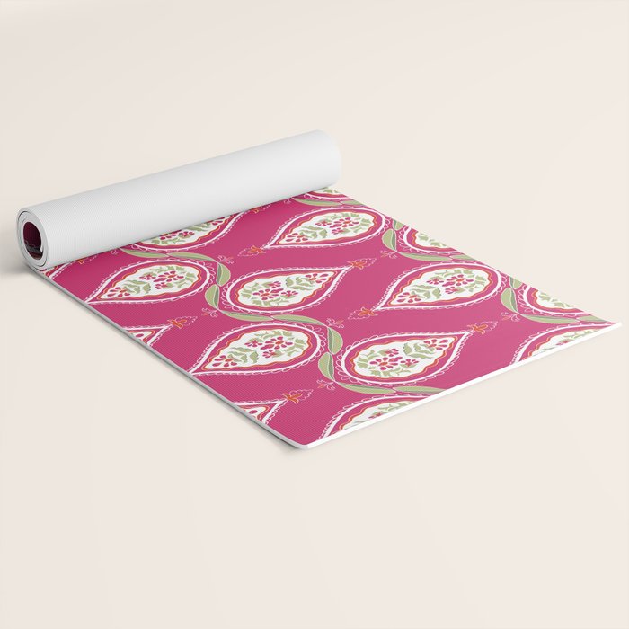 Block Print Blooms Yoga Mat Gallery Image 2