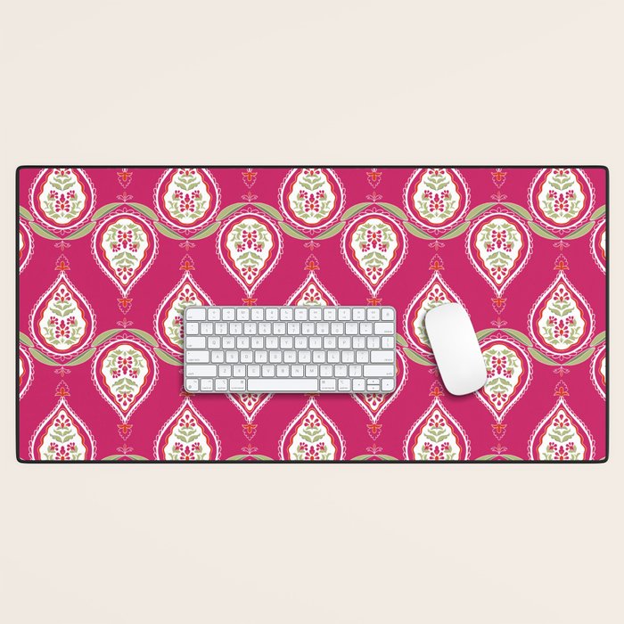 Block Print Blooms Desk Mat Gallery Image 1