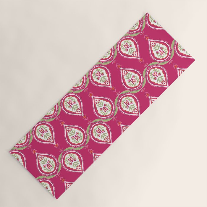Block Print Blooms Yoga Mat Gallery Image 1