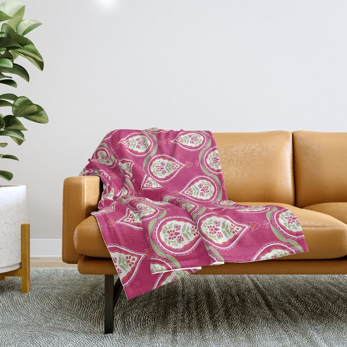Block Print Blooms Throw Blanket Gallery Image 1