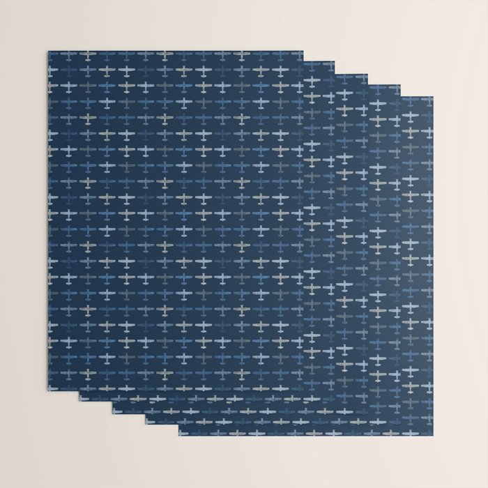 Blue airplane pattern Wrapping Paper Gallery Image 3