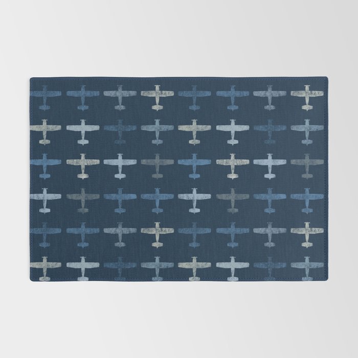 Blue airplane pattern Rug Gallery Image 2