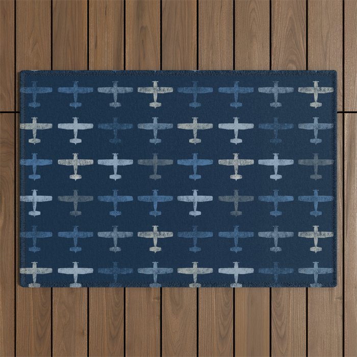 Blue airplane pattern Outdoor Rug Gallery Image 1